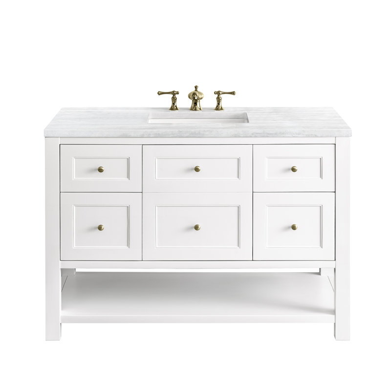 Breckenridge 48'' W Single Vanity, Carrara White, 8" Widespread, Bright White