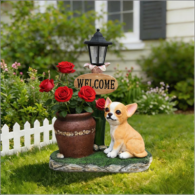 Décoration de jardin pour chien Corgi assis