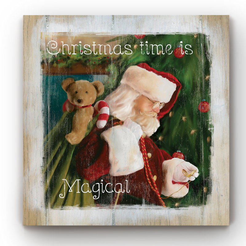 «Time for Santa», peinture, H 16 po x l 16 po x P 1 po, Toile tendue