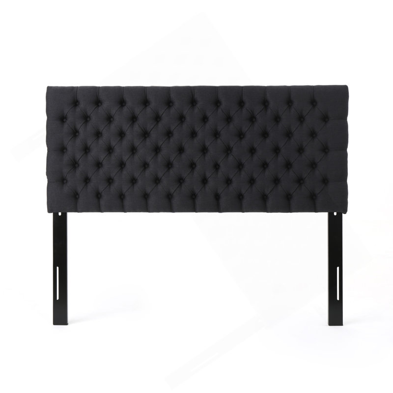 Tufted Upholstered Queen Size Bed Headboard In Modern Button Design, Adjustable Solid Wood Head Board, Solid Wood Head Board With Durable Metal Legs In Bedroom