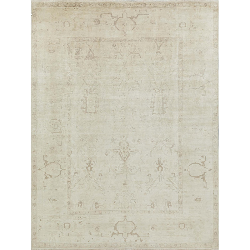 Hand Knotted Area Rug in Wheat, Rectangle 9' x 12'