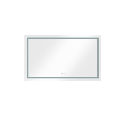 Miroir de salle de bain à DEL 72 po x 36 po avec façade et rétroéclairage, grand miroir mural à intensité variable avec antibuée, mémoire, 3 couleurs
