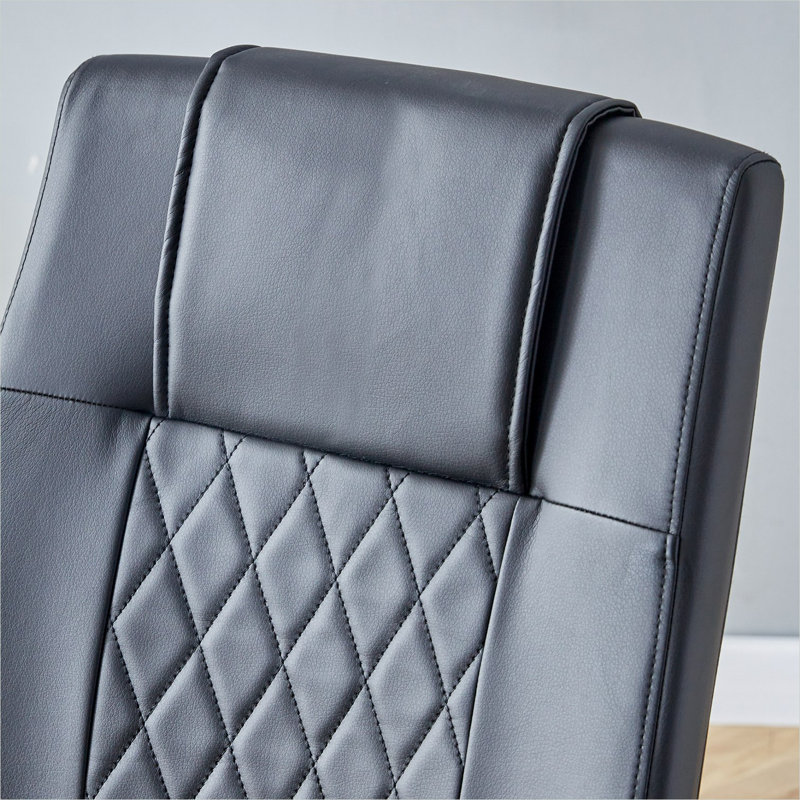 Ensemble de 4 chaises d'appoint rembourrées en similicuir, noir mat, pieds en métal, sièges de salle à manger modernes pour la cuisine et le salon