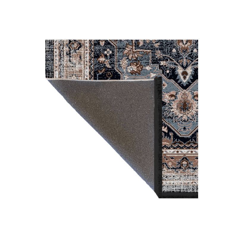 Tapis décoratif beige à motif traditionnel beige et beige, Tapis de couloir 3 pi 3,37 po x 6 pi 6,74 po