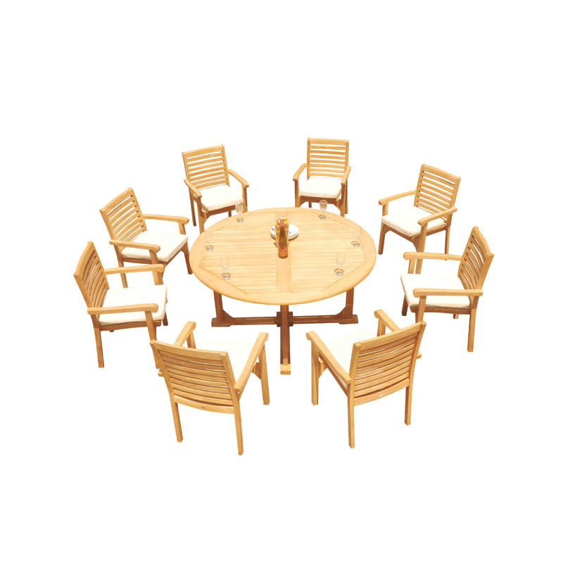 Hari Outdoor Teak Dining Set, 31.5" H x 60" W x 100" D, 7