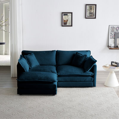 Chenille deux avec rembourrage confortable modulaire bleu de qualité