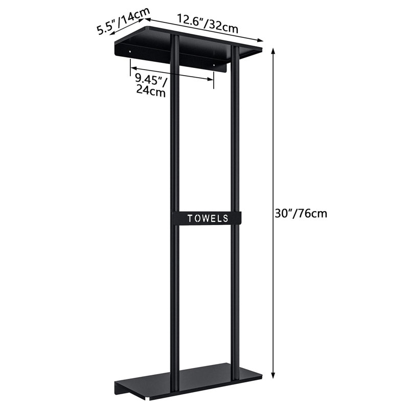Porte-serviettes mural 30 "avec tablette, Black