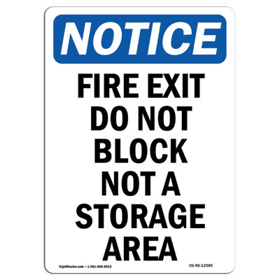 Fire Exit Do Not Block Not a Storage Sign