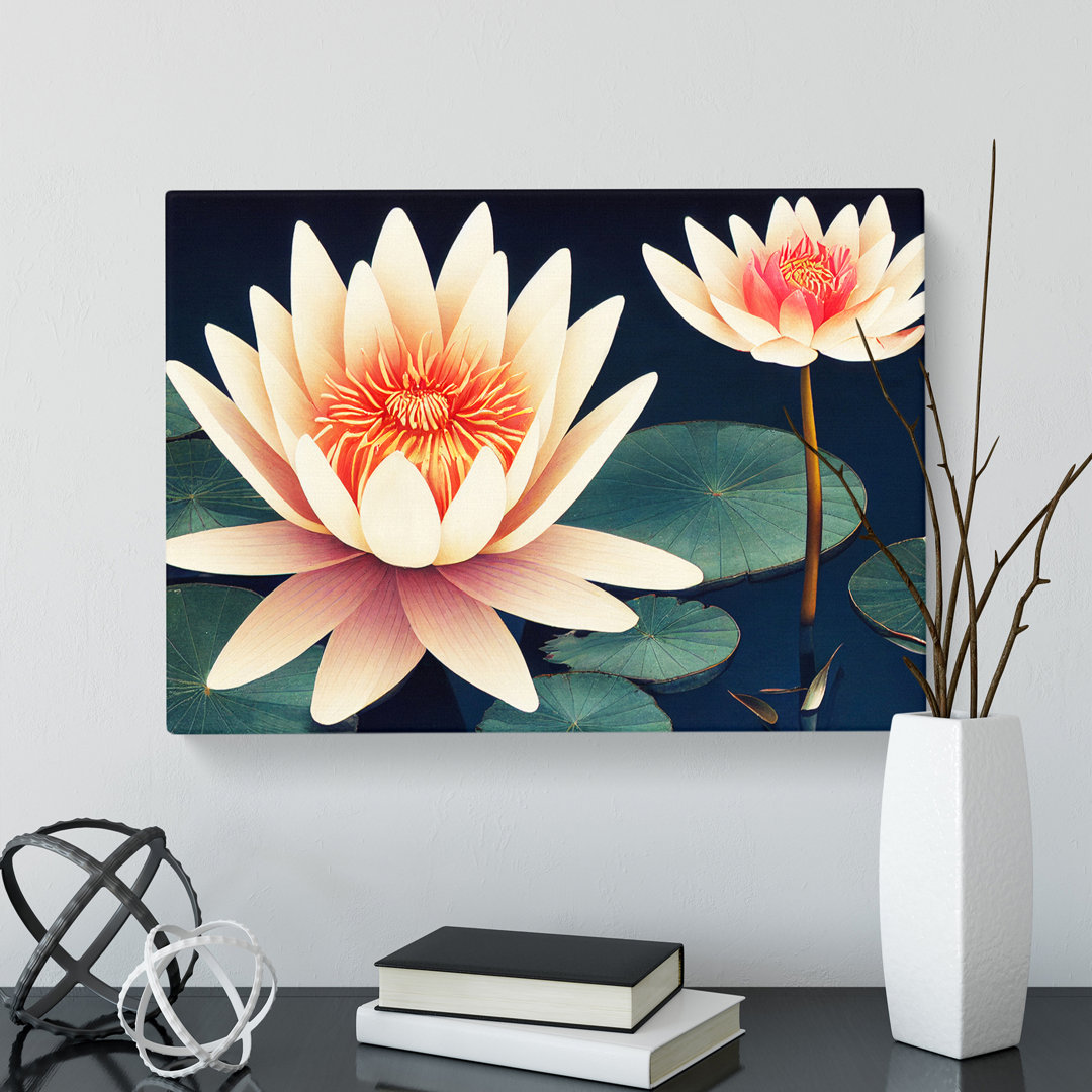 Mystical Water Lily Flowers - Wrapped Canvas