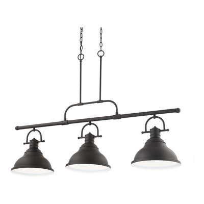  Luminaire suspendu linéaire intégré en bronze à 3 lumières pour îlot de cuisine avec bols en forme de cloche