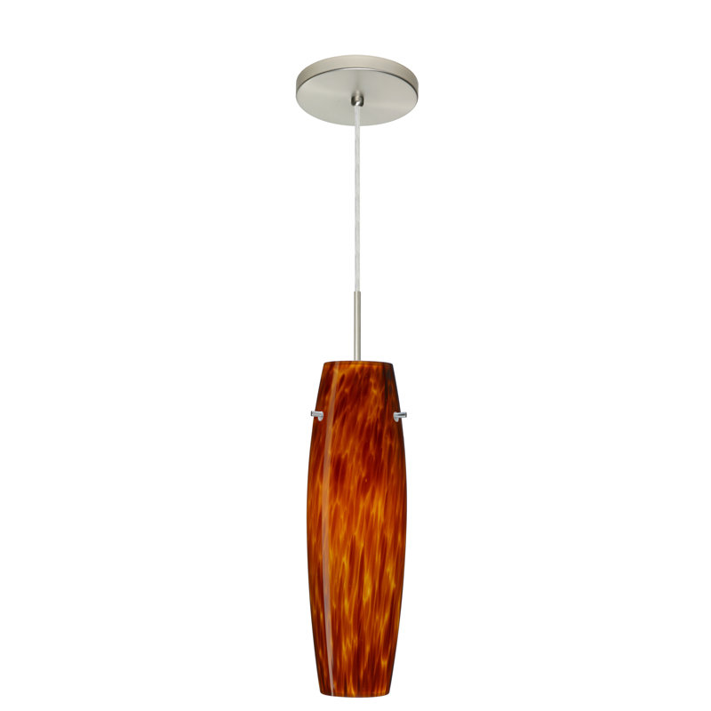 Luminaire suspendu cylindrique simple à 1 lumière Jude, Nickel satiné, Carrera, Incandescent