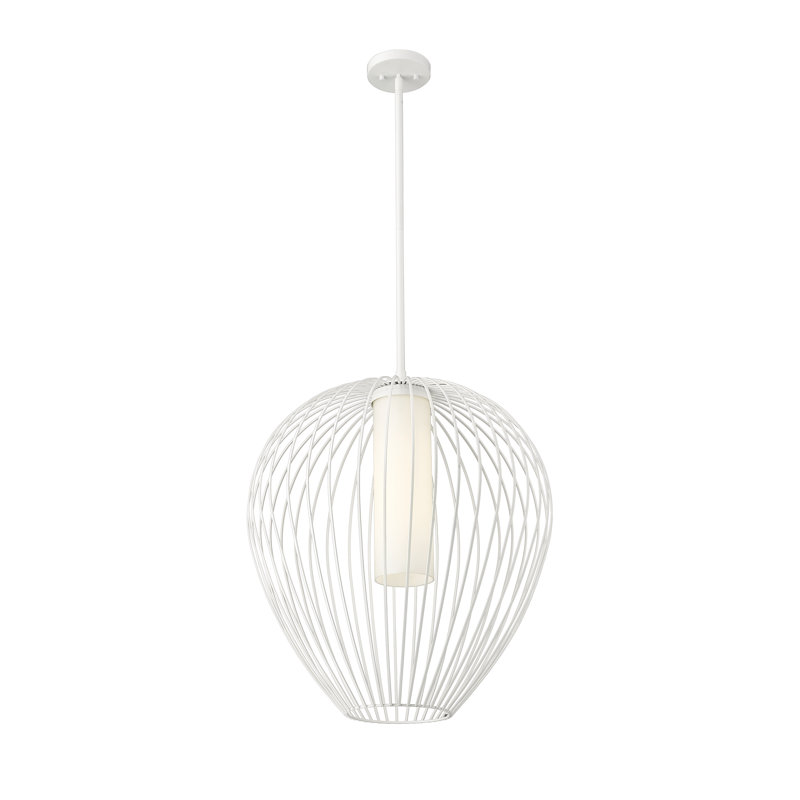 Luminaire suspendu 1 lumière Burakcan, H 106,5 po x l 22 po x P 22 po, Blanc texturé