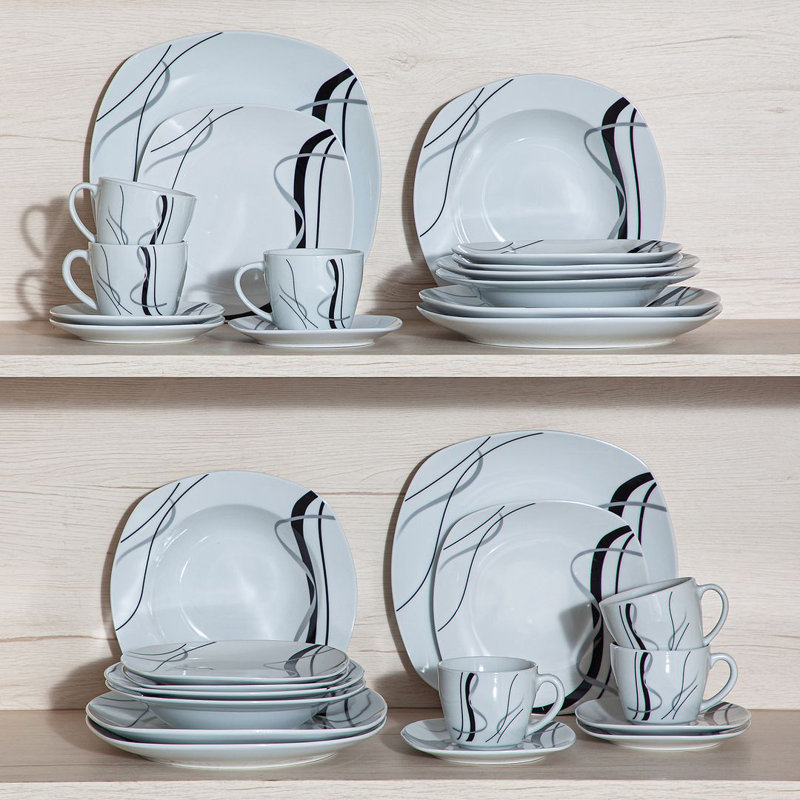 Deno 30-Piece Porcelain Dinnerware Set, Service For 6