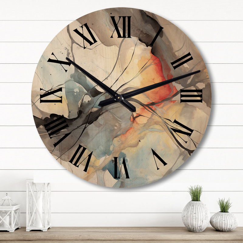 Horloge murale en bois massif Whitbourne, Grand