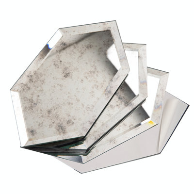 Lovdeco Peel and Stick Beveled Mirror Tile, Mirror Backsplash for Kitchen Bathroom Wall, 4x7.87 Inches Hexagon, Light Antique (30 Pcs, 4.8 SQ.FT.)