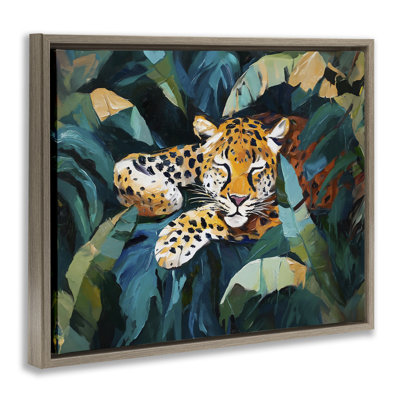 «Leopard Sleeping in Leaves», art mural sur toile par Ramona Murdock