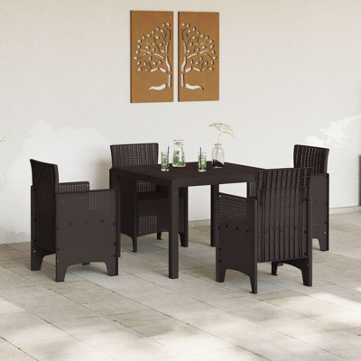 vidaXL Garden Table Brown 39.37 x 39.37 x 28.74 in Poly Rattan