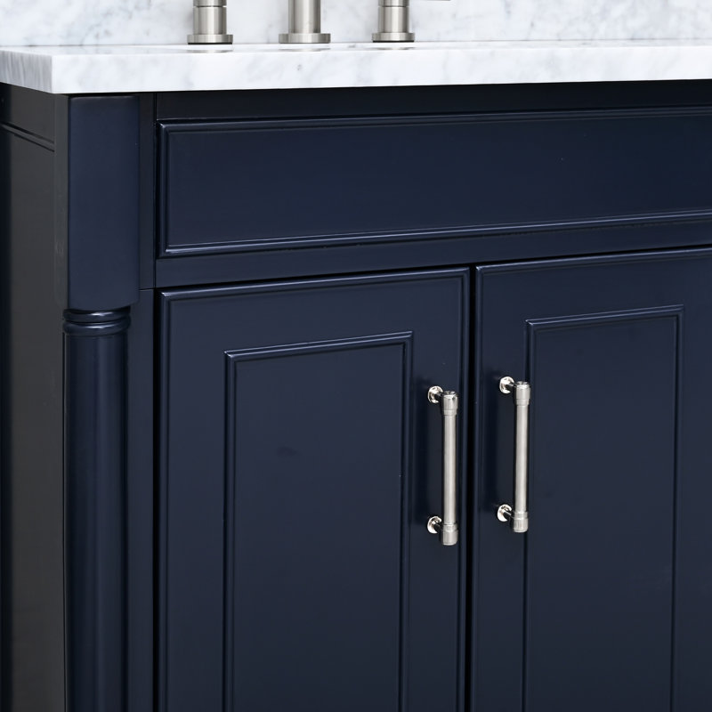 Bristol 60'' W Double Bathroom Vanity Base, Navy Blue