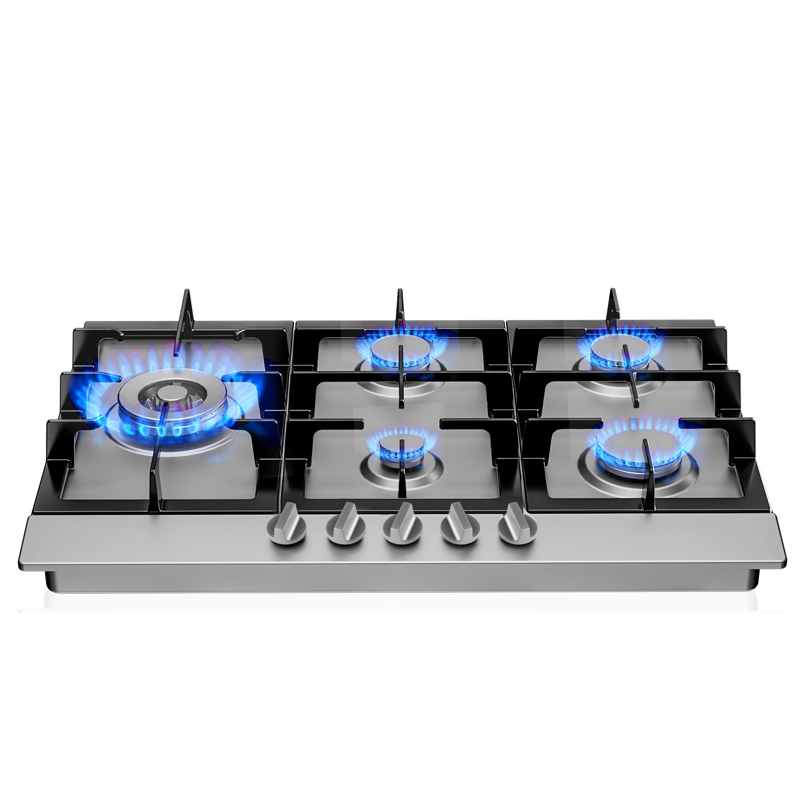 Home appliance cooktop gas 5 burner blue flame cast iron grill