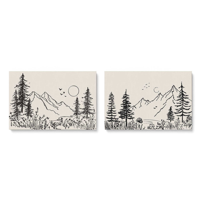 Whispers of Pines v2, ensemble de 2 impressions, 8 po x 12 po, Toile tendue