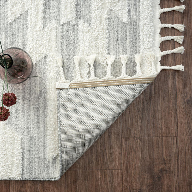 Tapis Lauri Southwestern, Rectangle 6 pi x 9 pi, Gris / Crème
