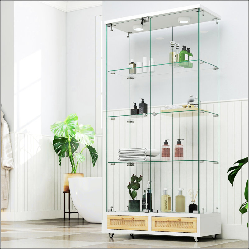 Vitrine moderne en verre, Naturel / Blanc