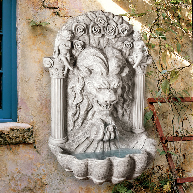 Fontaine sculpturale en résine lion