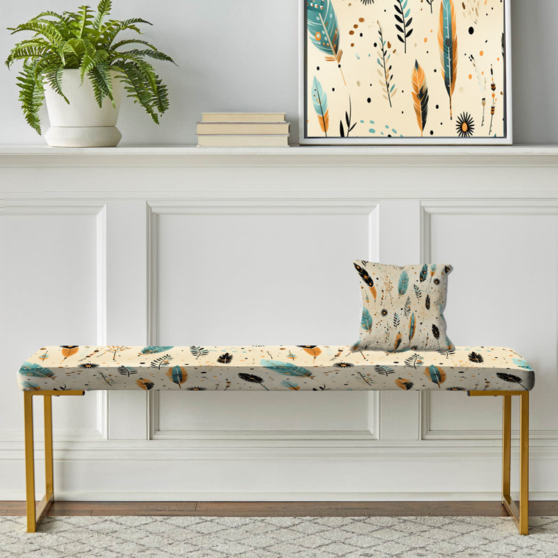 Tribal Oasis Boho Pattern I - Boho Upholstered Gold Bench