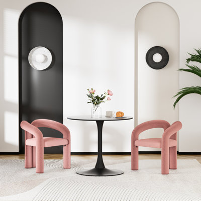 Ensemble de table de salle à manger 3 pièces, table de salle à manger à piédestal et 2 chaises d'appoint