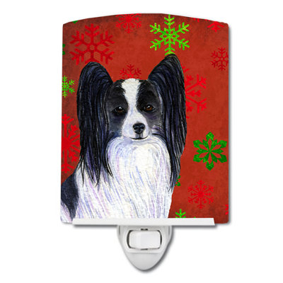 Papillon Snowflakes Holiday Christmas Ceramic Night Light