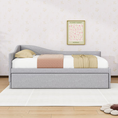 Twin L-Shaped Upholstered Daybed with Trundle
