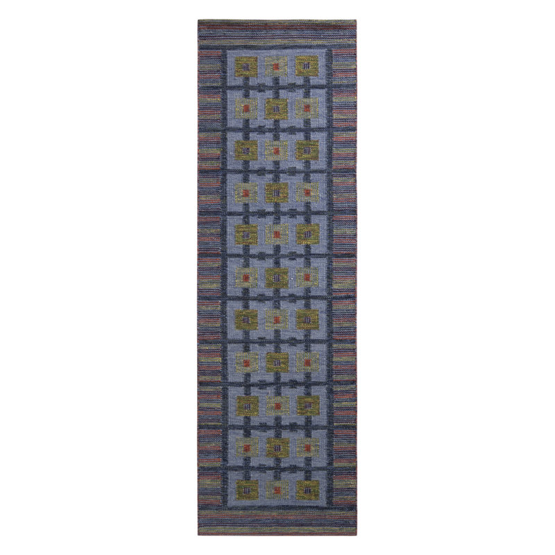 Scandinavian Hand Knotted Wool Geometric Area Rug, Rectangle 10' x 14'