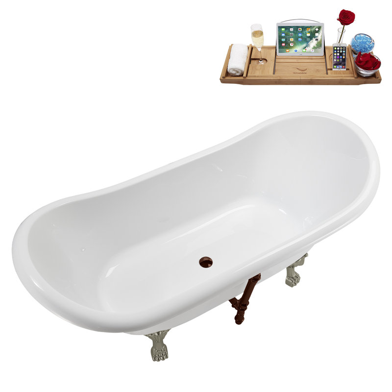 71" Streamline Clawfoot Tub,Tray,Drain and Clawfeet, Brushed Nickel, Matte Oil Rubbed Bronze