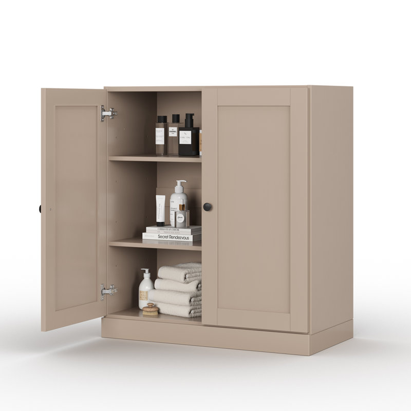 Palace Imports 100% Solid Wood 32" Bathroom Storage Cabinet with Shaker Doors & Adjustable Shelves, Beige