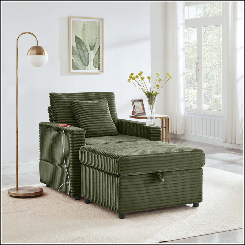 Canapé avec repose-pieds Fluffy, Green