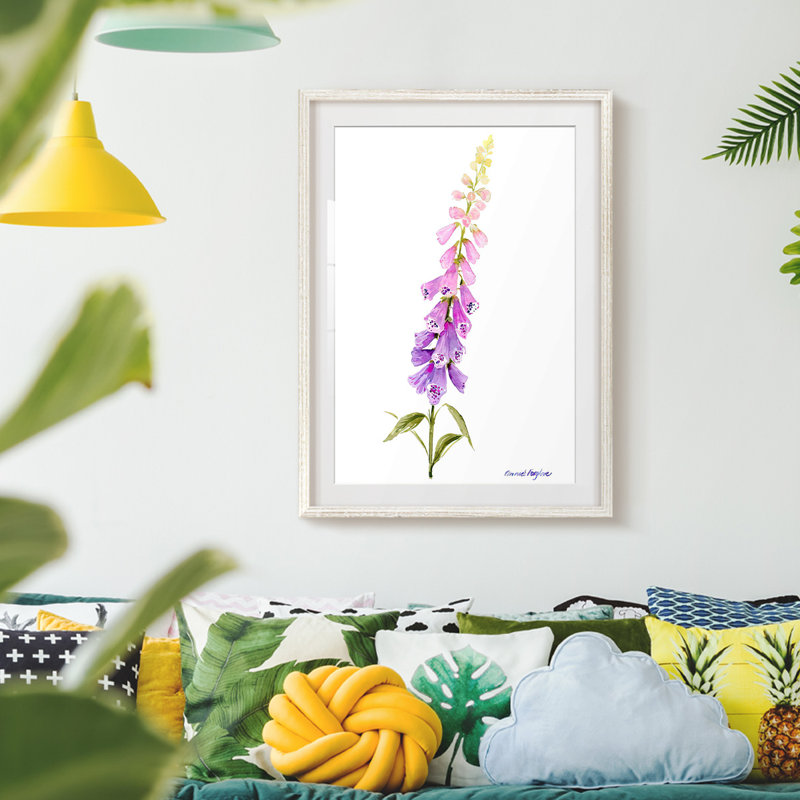 «Annie's Foxglove I», reproduction encadrée, Blanc, H 19,5 po x l 16,5 po