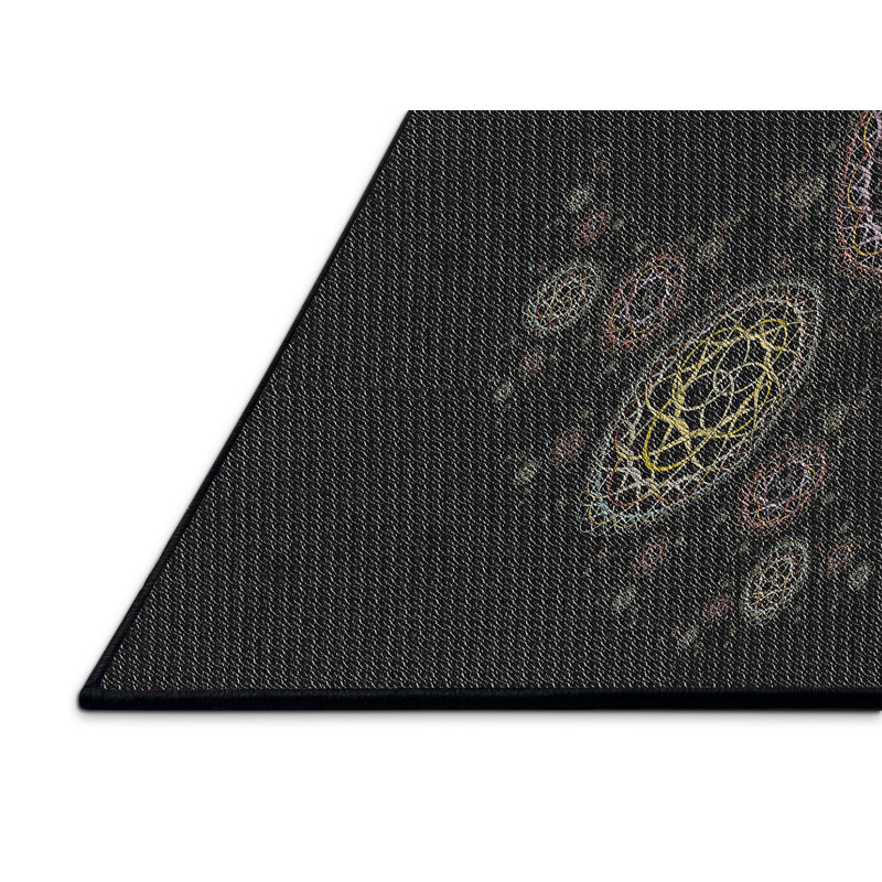 Noir abstrait/Tapis décoratif brun, Rectangle 5 pi x 8 pi