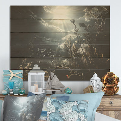 Underwater Paradise - Coastal Coral Under Water Wood Wall Art On Natural Pine Wood