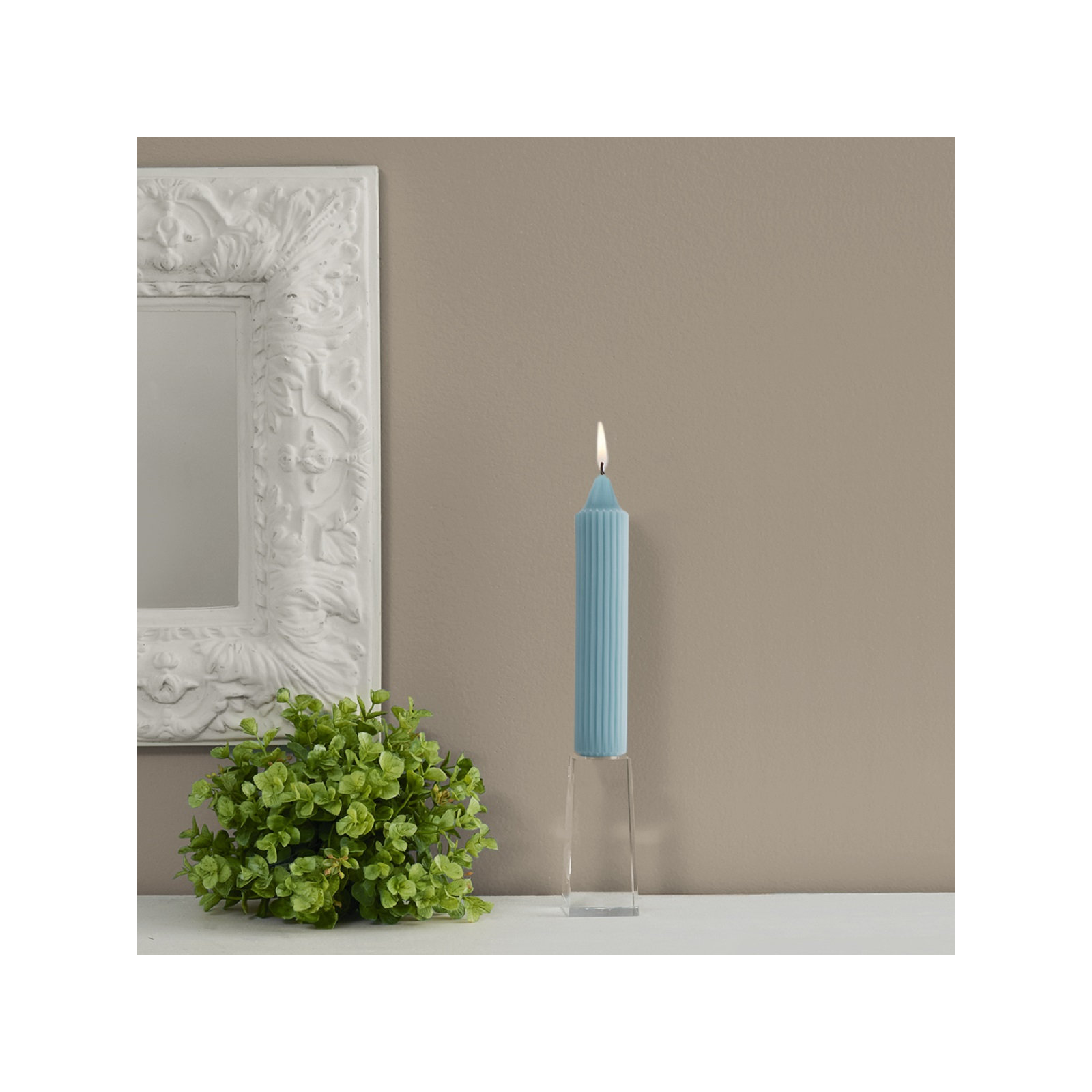 Grecian Collenette Unscented Taper Candle, 7" H x 1.25" W x 1.25" D, Sky