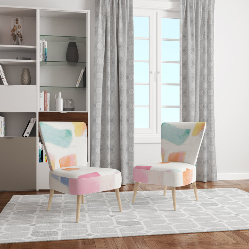Upholstered Floral Side Chair - Modern floral Accent Chair, Floral White Polyester Blend 3