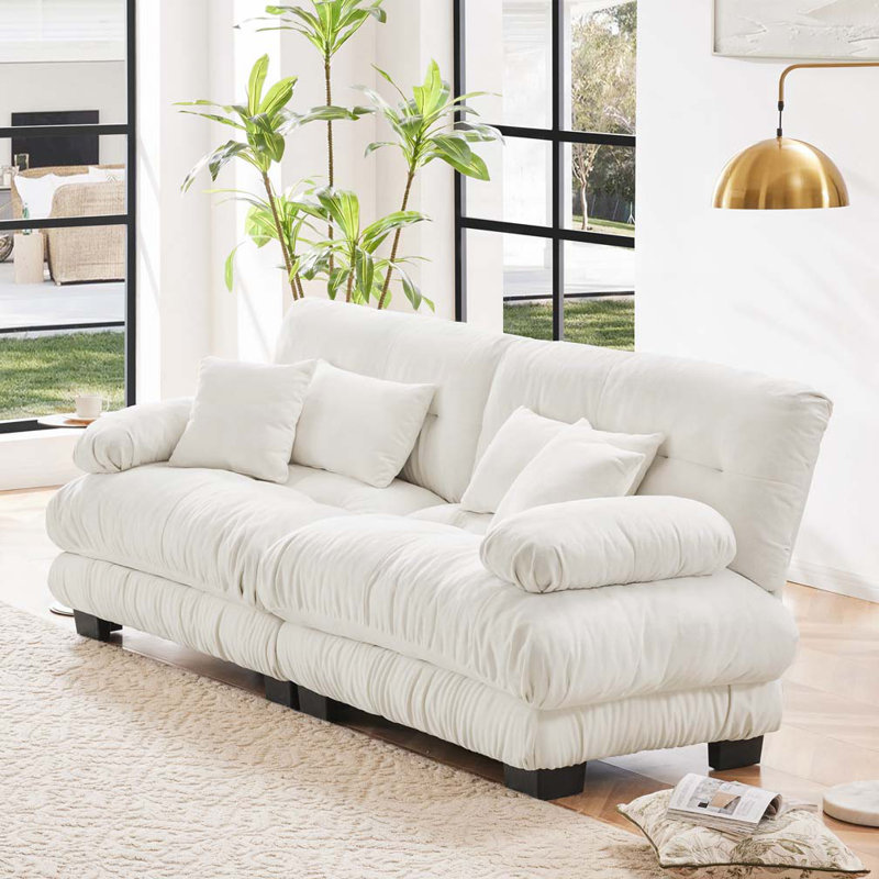 Canapé en chenille luxueux exquis pour le salon, offrant confort, style et expérience de rassemblement social, 2, Beige