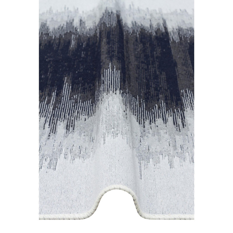 Tapis tissé à plat durable, 2,6 x 4,9 pi, noir et blanc | 100% coton, sans velours, 1,2 lb / pied carré | Lavable à la machine à 86 ° F, facile à nettoyer avec aspirateur et détachant | Parfait pour le salon, la chambre à coucher et le bureau