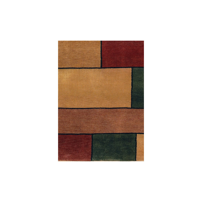Chelsea Wool Geometric Area Rug in Green/Brown/Red, Rectangle 2' x 3'
