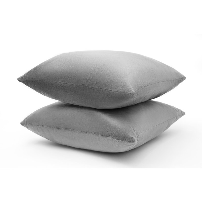 Gray Velour 26" Square Decorative Throw Pillow Set