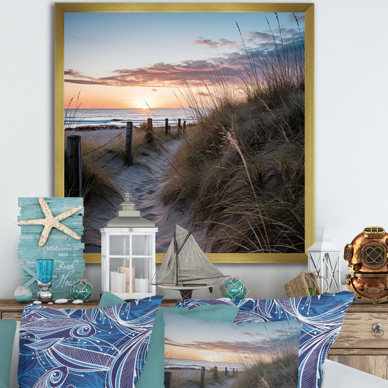 Tranquility Path To Dune Beach VII, H 16 po x l 16 po x P 1 po, Cadre doré simple