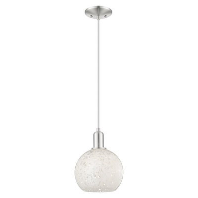 Arcadia - White Mouchette - 1 Light 8" Cord Hung Mini Pendant