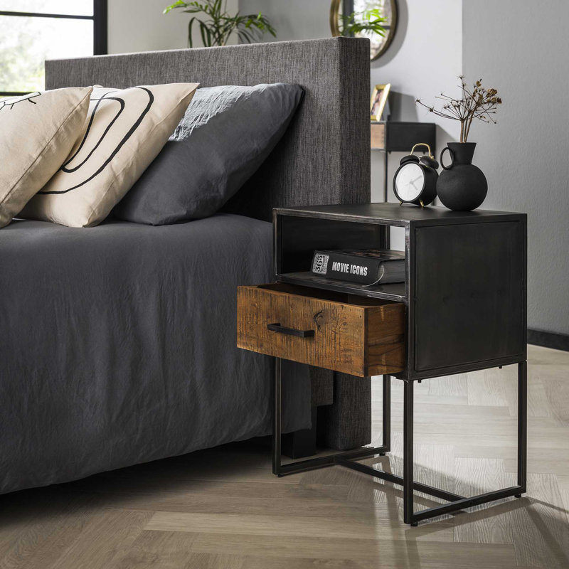 45cm W Steel Bedside Table