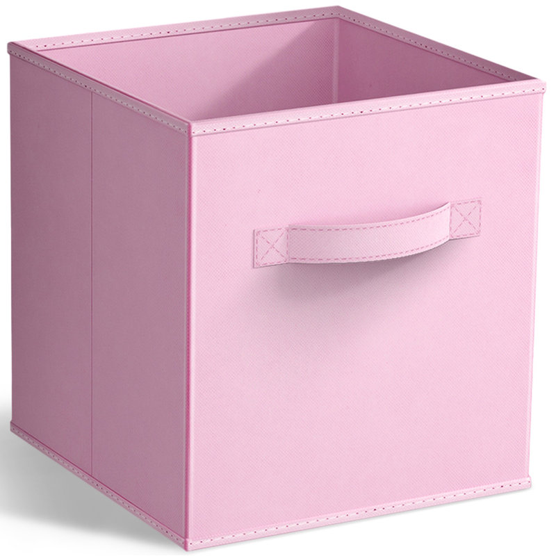 Bac de rangement pliable en tissu avec poignée Sorbus de 11 pouces avec poignée - pour organiser la maison, le placard, la chambre à coucher, la salle de jeux et plus encore, simple, rose pastel