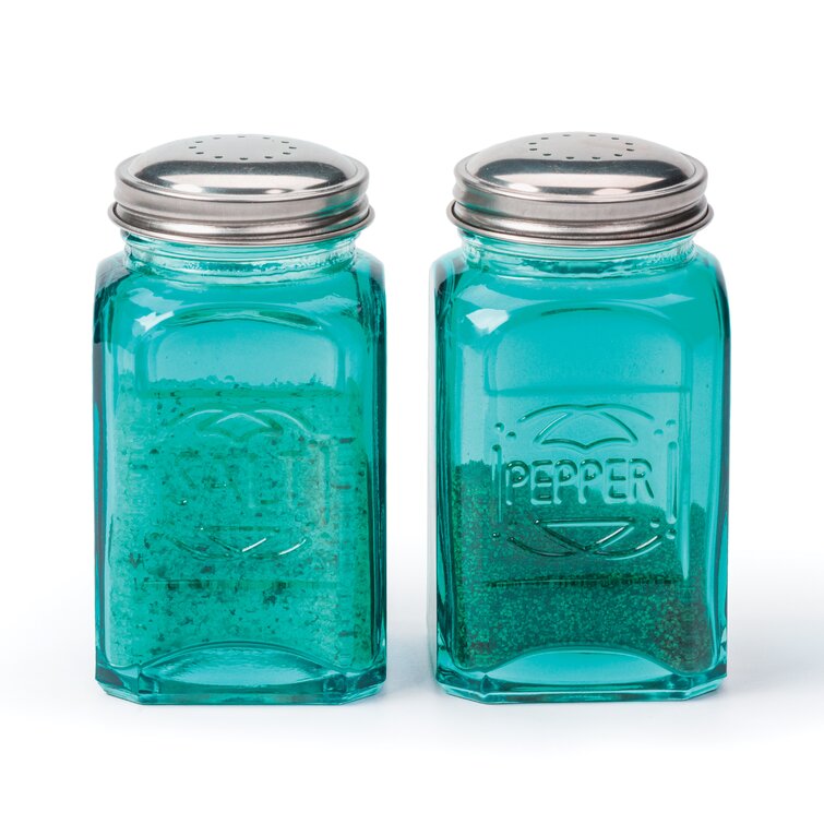 Rsvp Retro Glass Salt & Pepper Shaker Set ,Turquoise