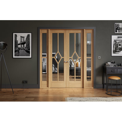 Reims Clear Bevelled Glazed Unfinished Oak Internal Door W6